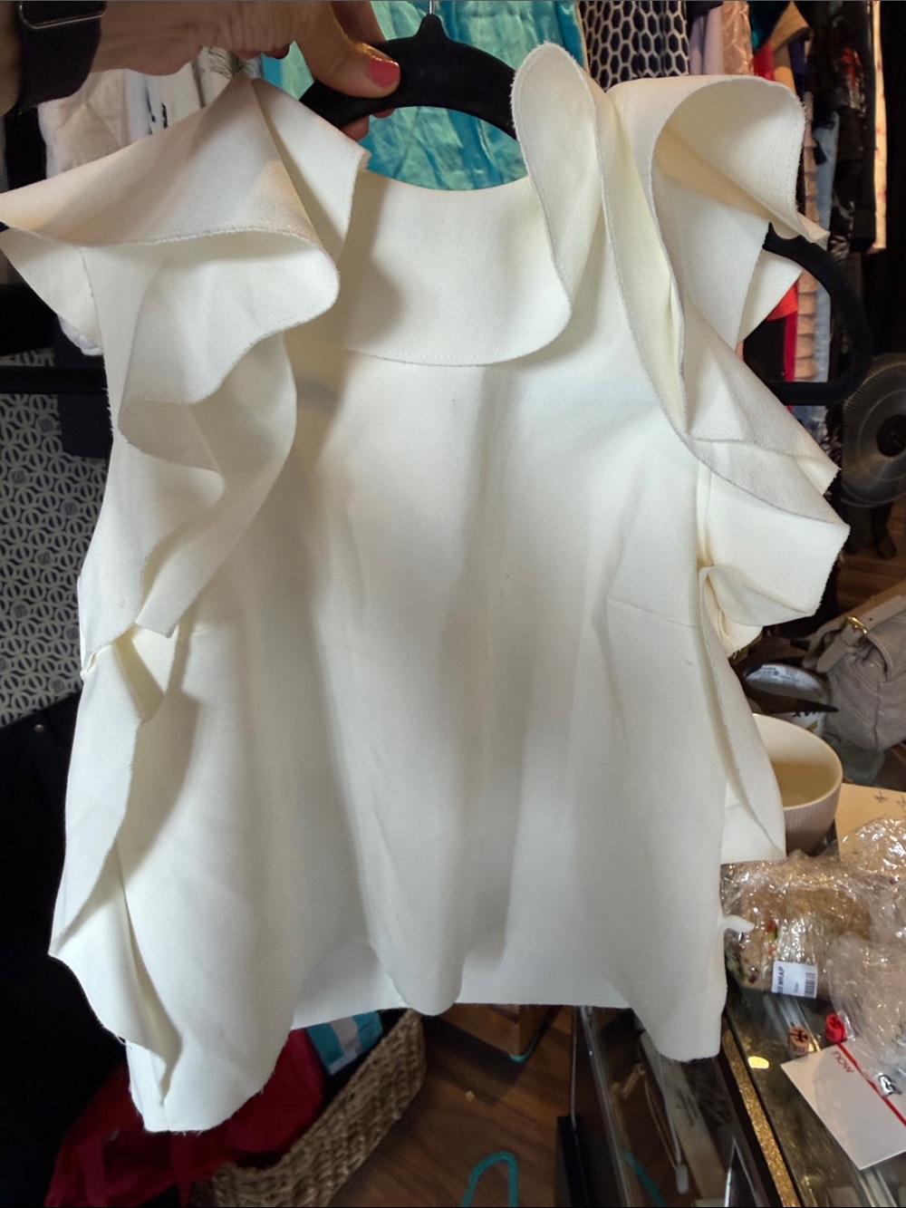 MSGM Ivory Ruffle Sleeveless Camisole
